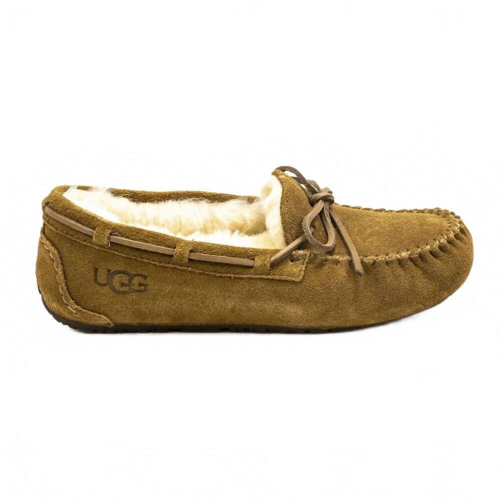 NEW UGG girl's dakota moccasin slippers in chestnut